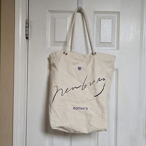Rothy's Tote Bag Purse Canvas Beige White Rope‎ Shopper Store